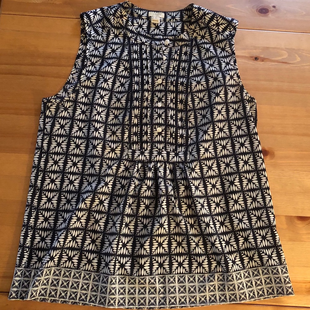 Jcrew Navy and White Patterned Top
